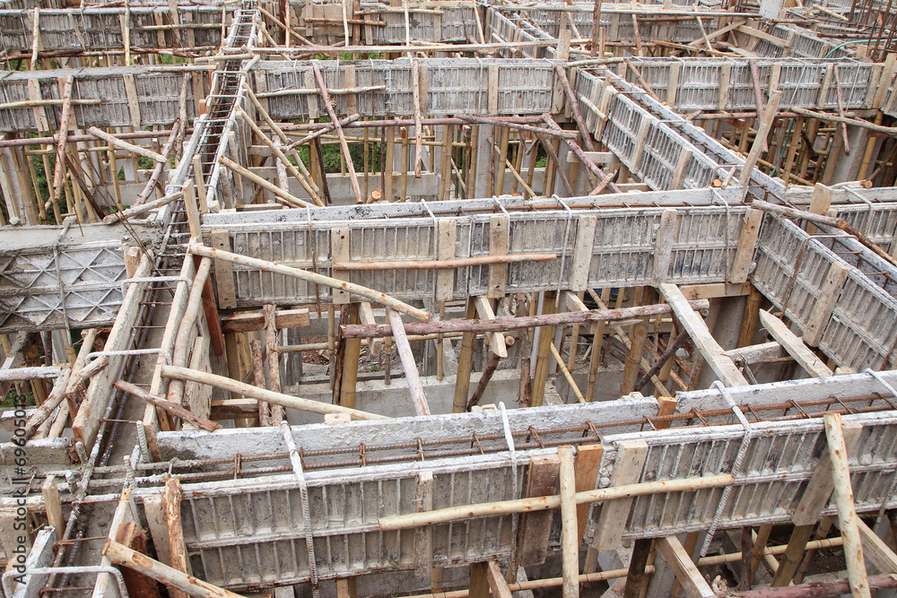 construction house, reinforcement wooden framework for concrete construction house, reinforcement wooden framework for concrete