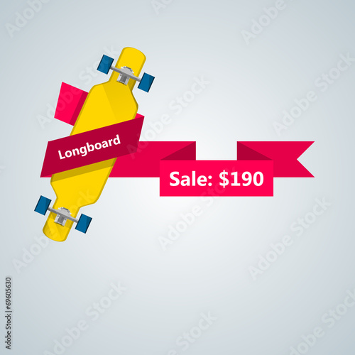 Ad layout for longboard with price.