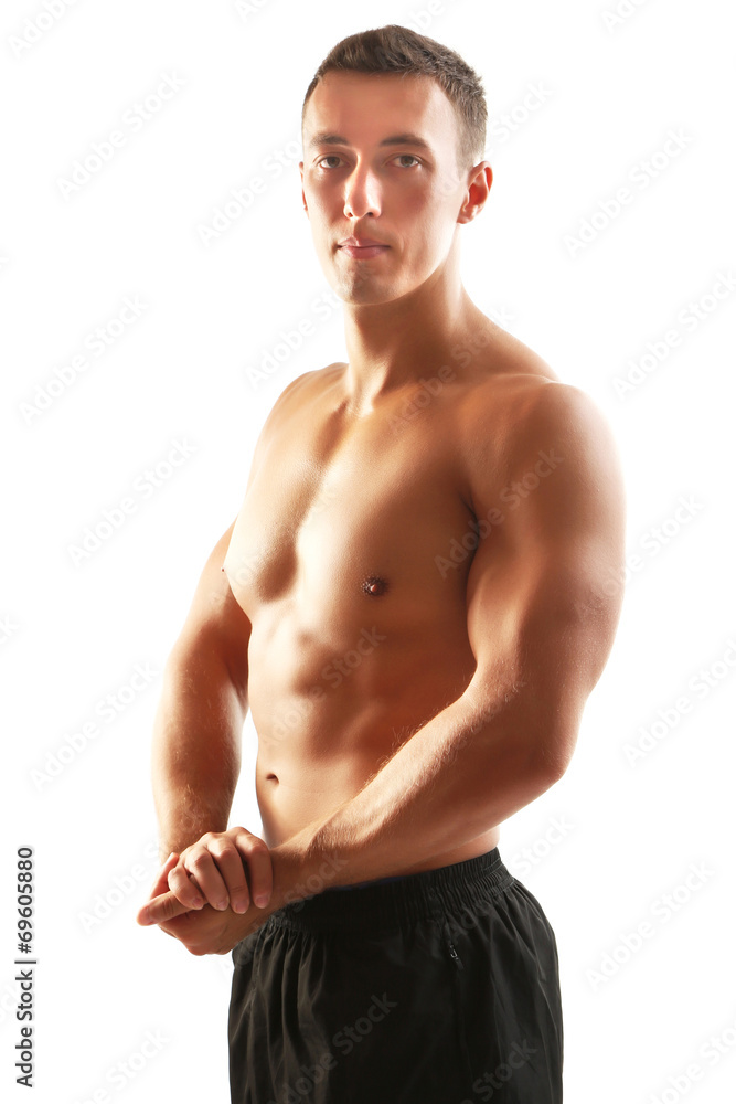Handsome muscle young man isolated on white Handsome muscle young man isolated on white