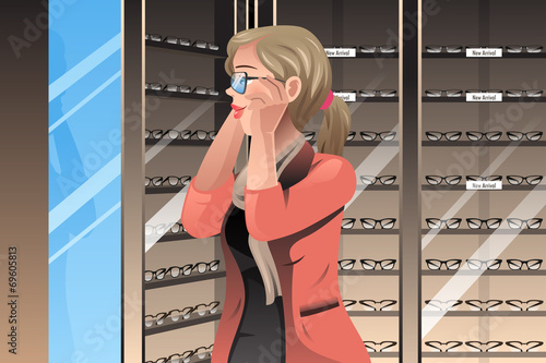 Customer trying out frames