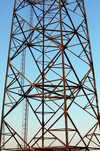 High voltage line on sky background