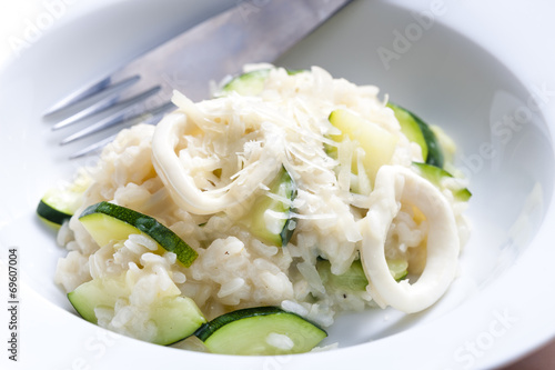 zucchini risotto with squid