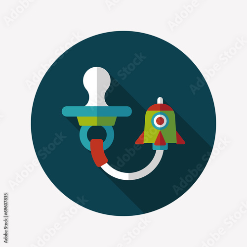 Baby's dummy flat icon with long shadow,EPS 10