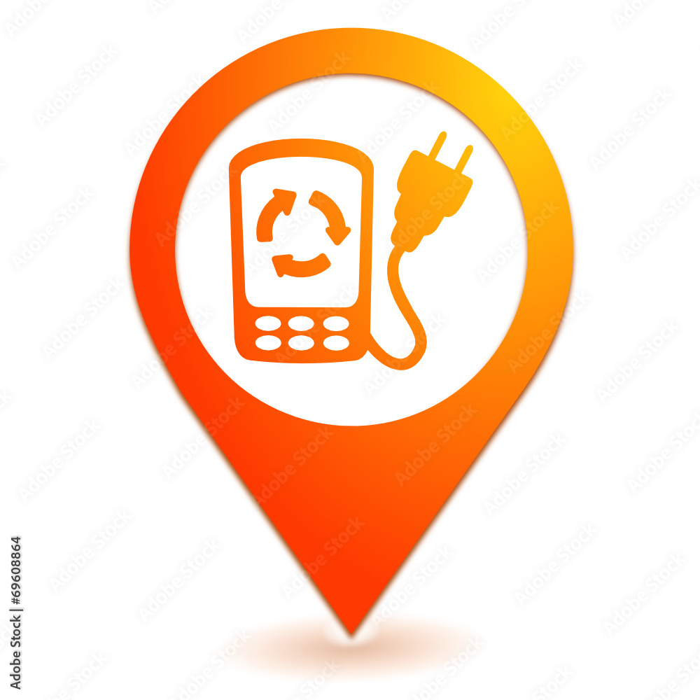 Vecteur Stock recharge téléphone portable sur symbole localisation orange |  Adobe Stock
