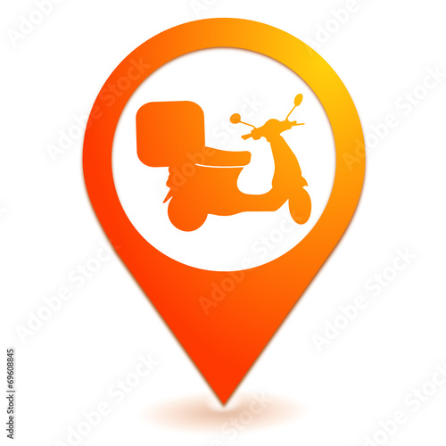 livraison de pizza sur symbole localisation orange
