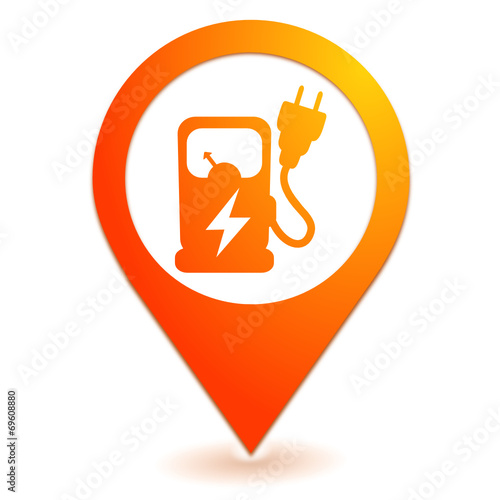 recharge voiture électrique sur symbole localisation orange