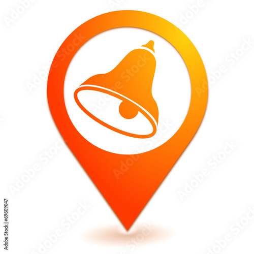 sonnerie cloche sur symbole localisation orange