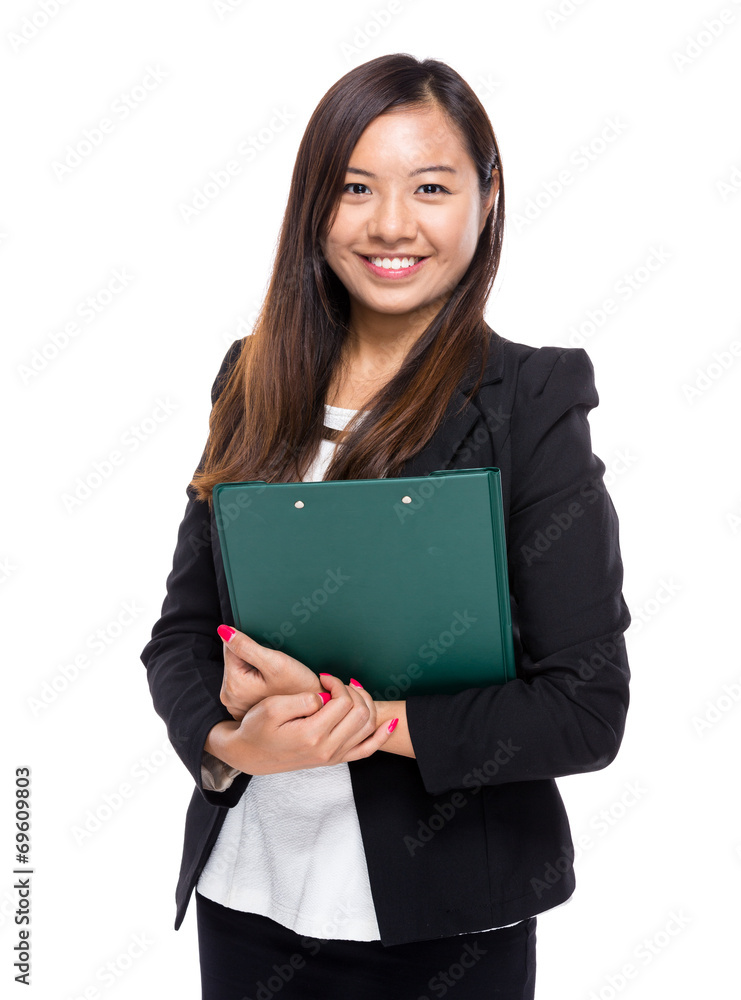 Asian businesswoman with clipboard Asian businesswoman with clipboard