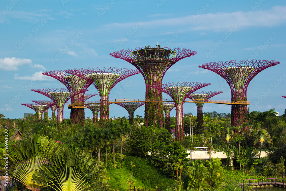 Naklejka premium Iron Supertrees in Gardens by the Bay in Singapore