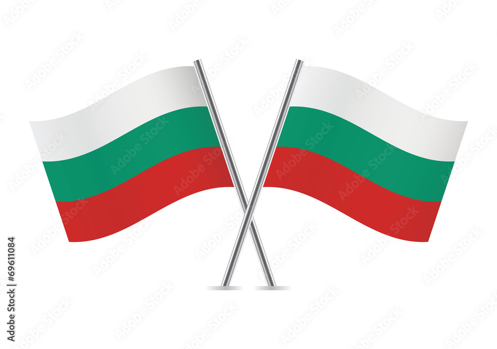 Obraz premium Bulgarian flags. Vector illustration.