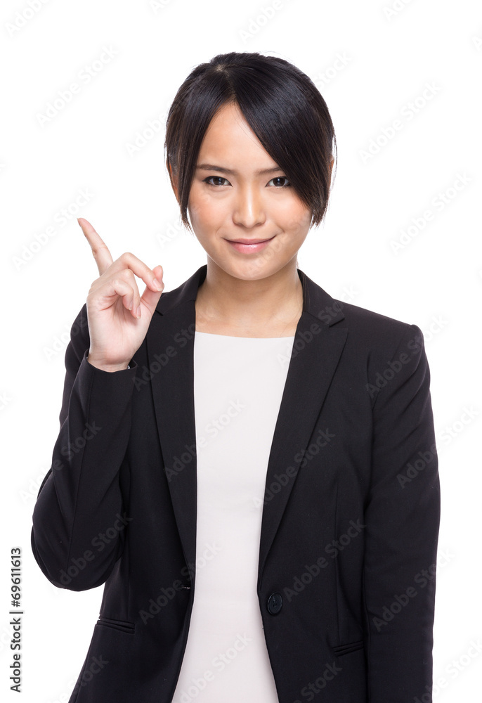 Businesswoman with finger point up Businesswoman with finger point up