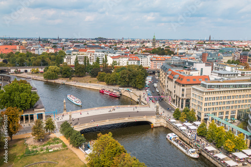 Berlin city view and river