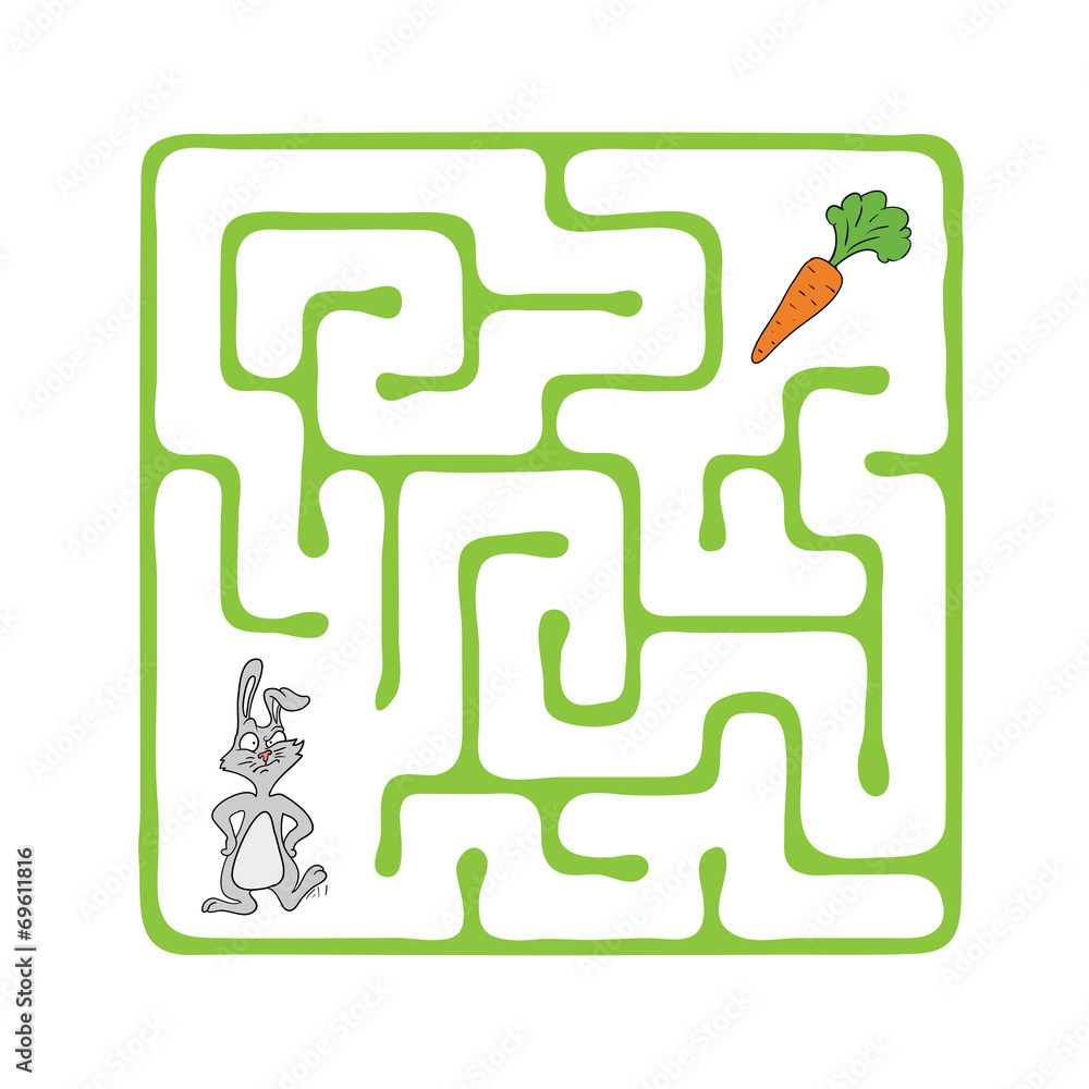 Vector Maze, Labyrinth with Rabbit and Carrot. Vector Maze, Labyrinth with Rabbit and Carrot.