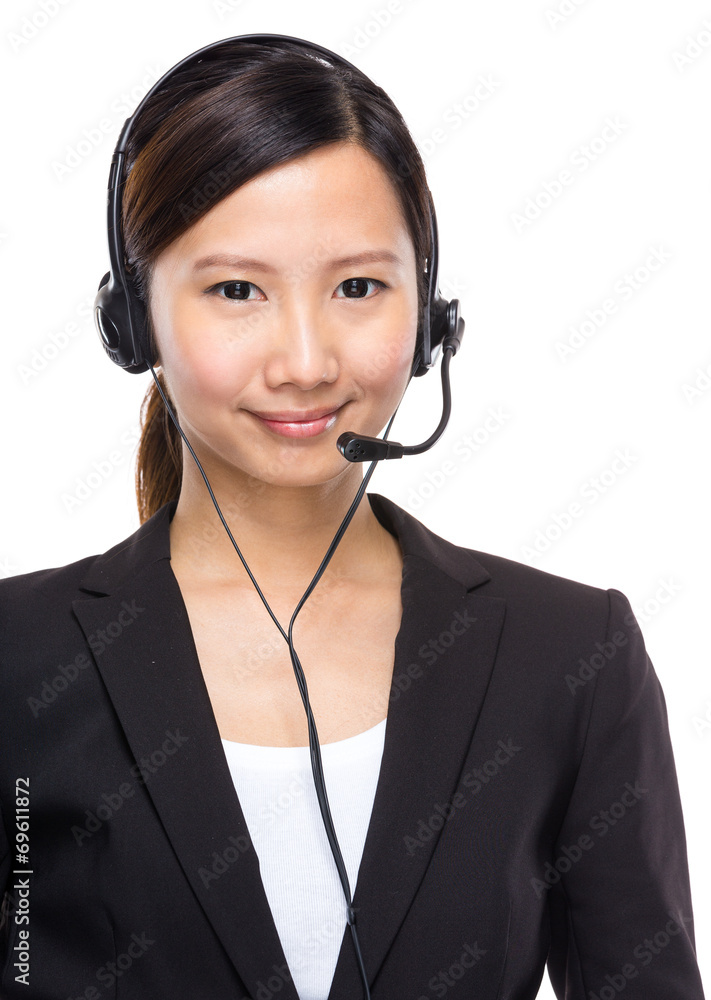Woman with headset call centre