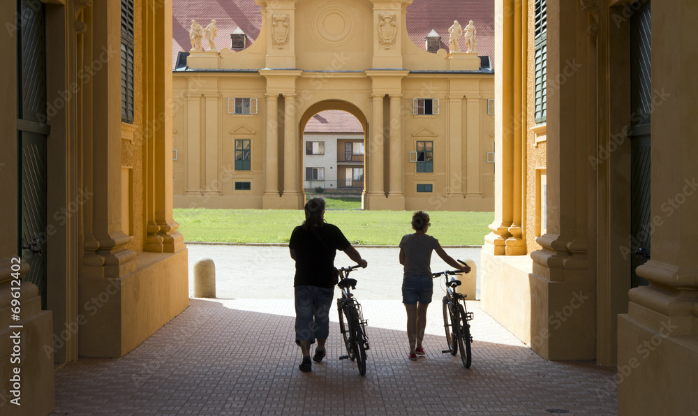Two cyclists in the castle Lednice