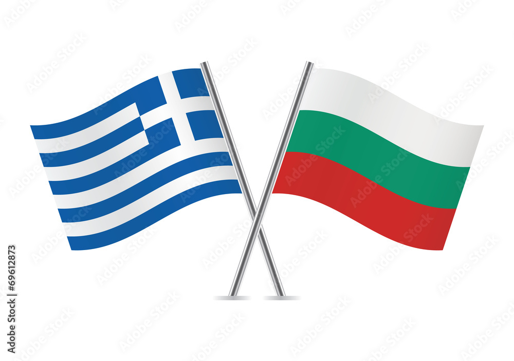 Greek and Bulgarian flags. Vector illustration. Greek and Bulgarian flags. Vector illustration.