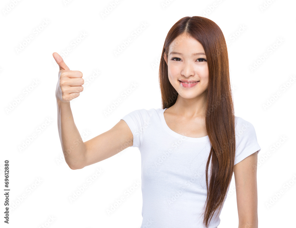 Asian woman thumb up Asian woman thumb up