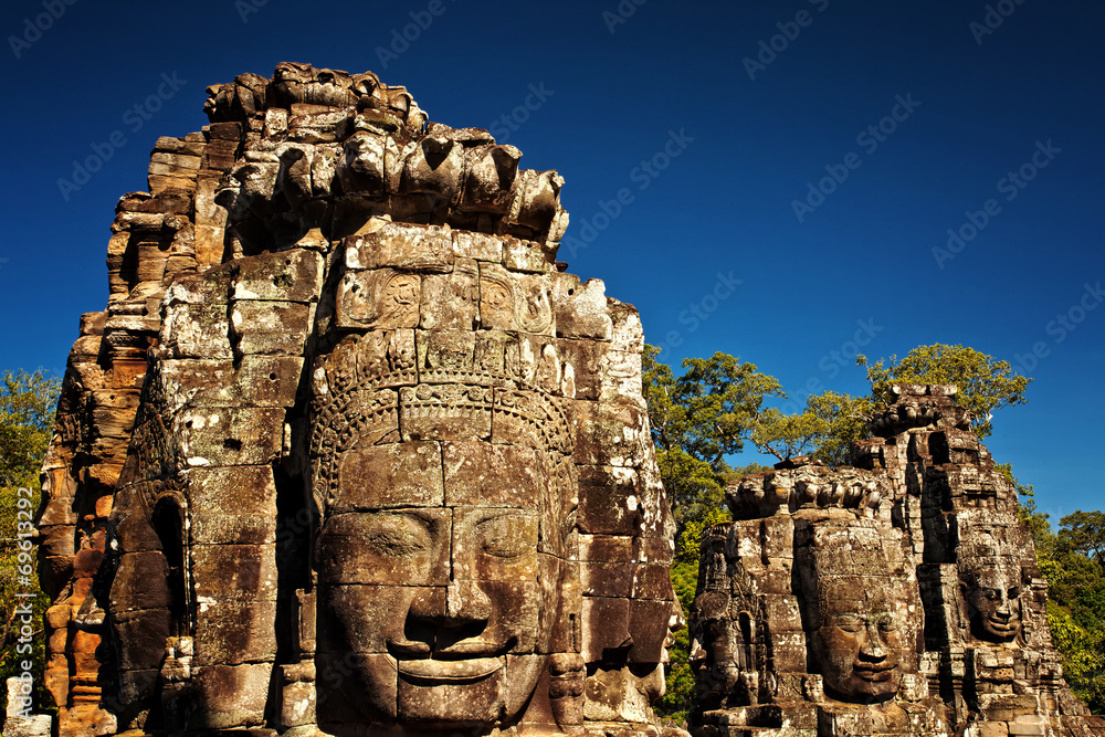 Giant Faces of Bayon Temple, Angkor Thom, Cambodia, Asia