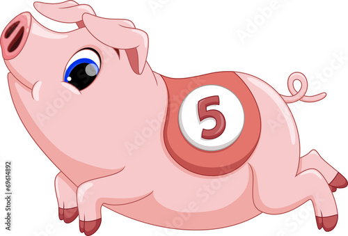 Cute pig racing cartoon
