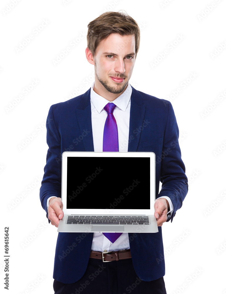 Businessman show laptop Businessman show laptop