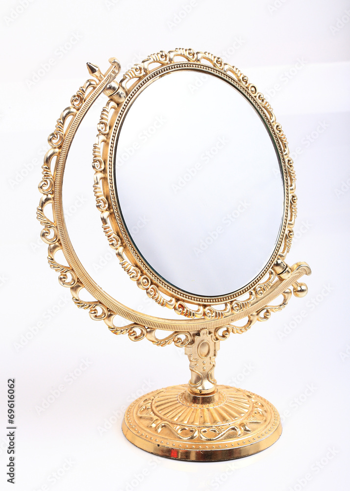 golden makeup mirror isolated golden makeup mirror isolated