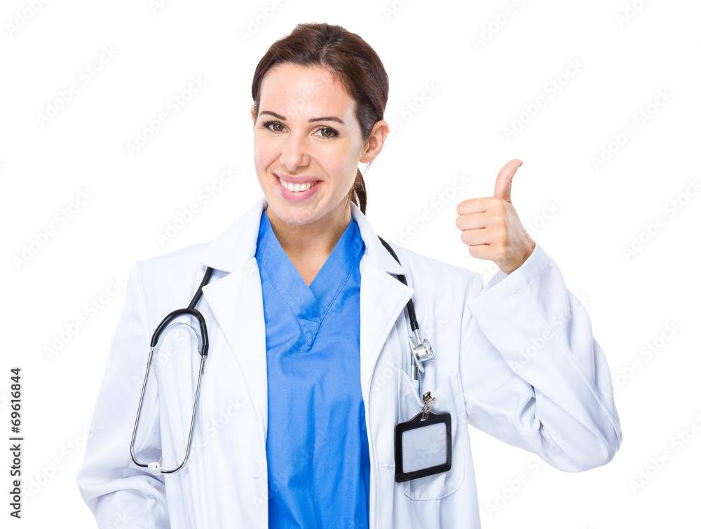 Female doctor thumb up