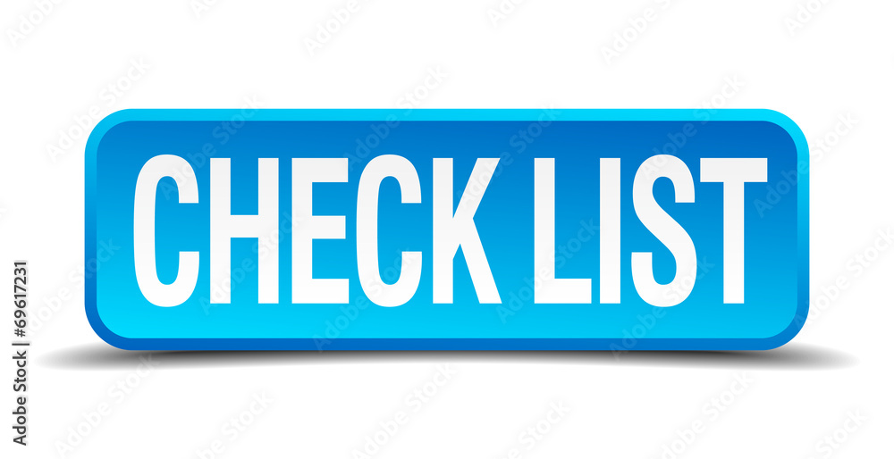 check list blue 3d realistic square isolated button check list blue 3d realistic square isolated button