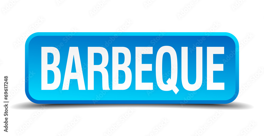 barbeque blue 3d realistic square isolated button barbeque blue 3d realistic square isolated button