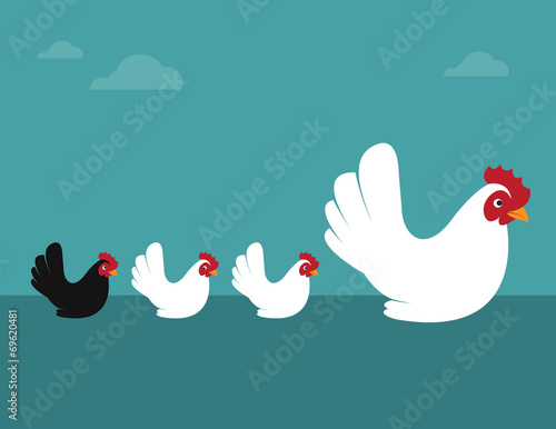 Vector image of an hen and chicks.