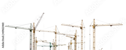 Fotografija Yellow hoisting cranes isolate