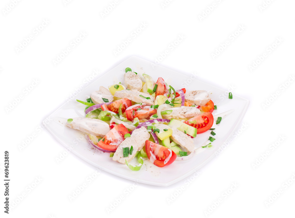 Chicken salad with potatoes and zucchini. Chicken salad with potatoes and zucchini.