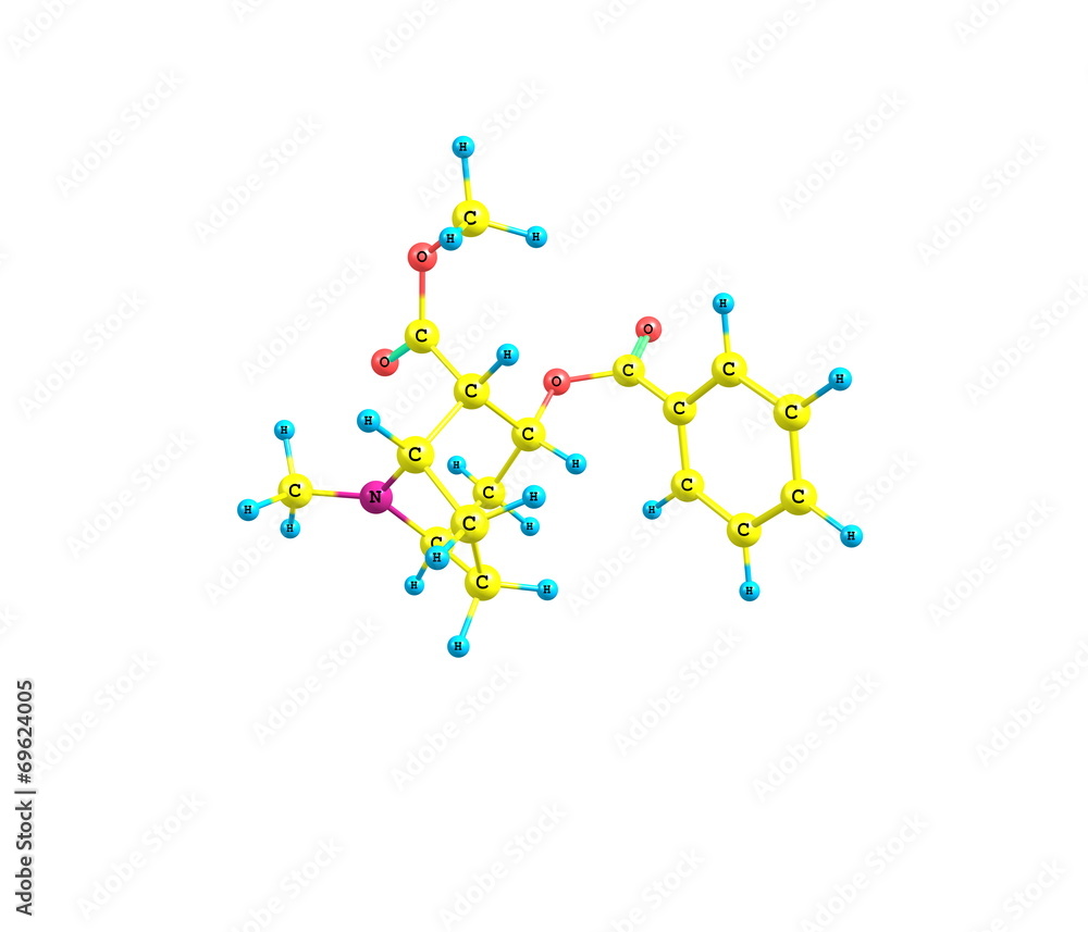 Cocaine molecule isolated on white Cocaine molecule isolated on white