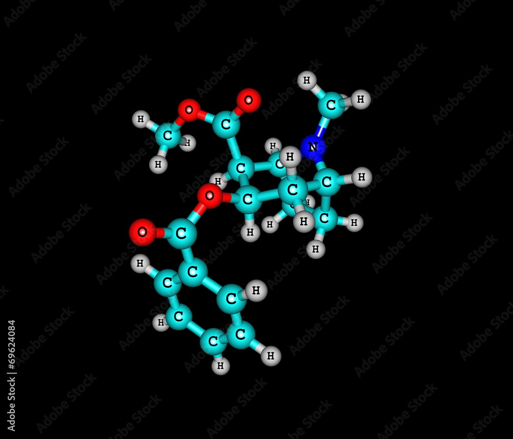 Cocaine molecule isolated on black Cocaine molecule isolated on black