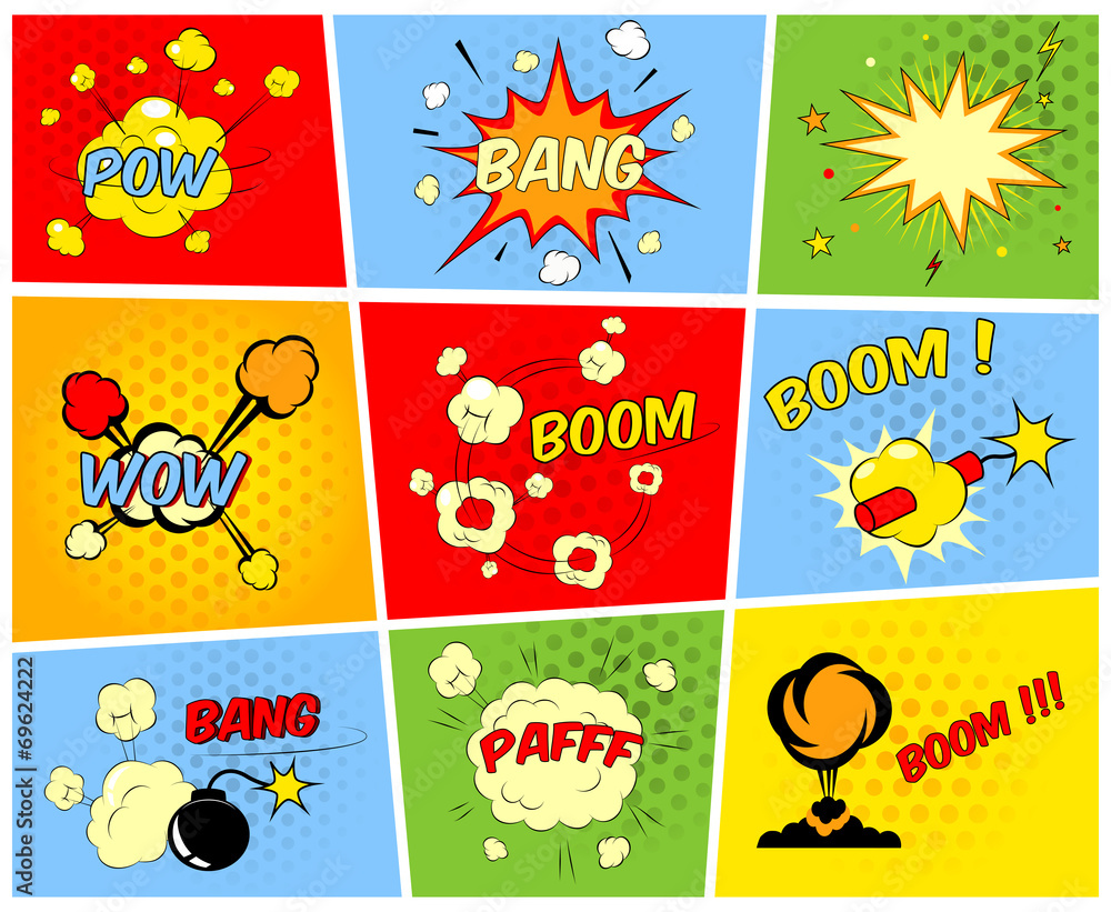 Comic boom or blast explosions Comic boom or blast explosions