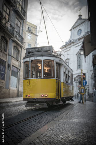 Yellow tramway in Lisbon