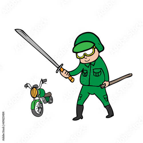 Soldier motocycle sword