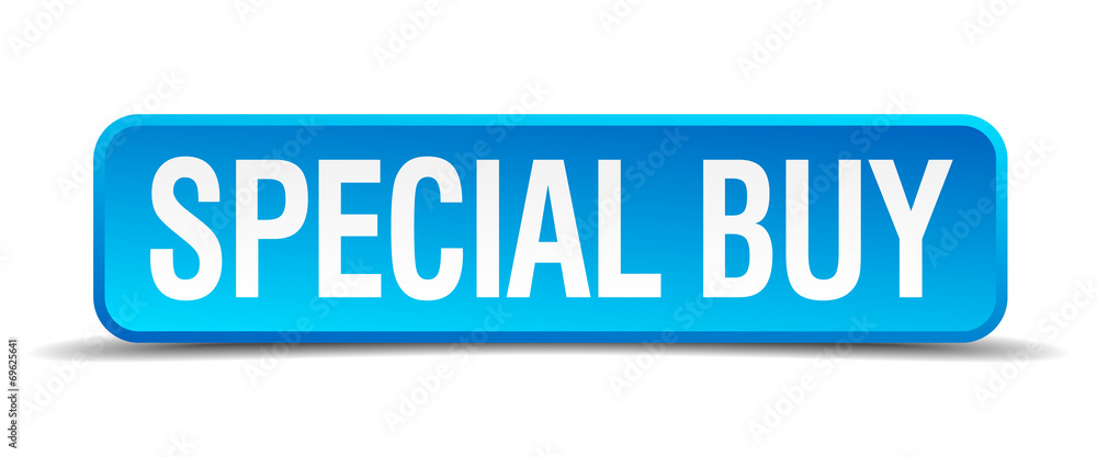 Special buy blue 3d realistic square isolated button