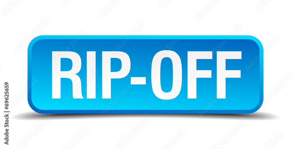 Rip off blue 3d realistic square isolated button Rip off blue 3d realistic square isolated button