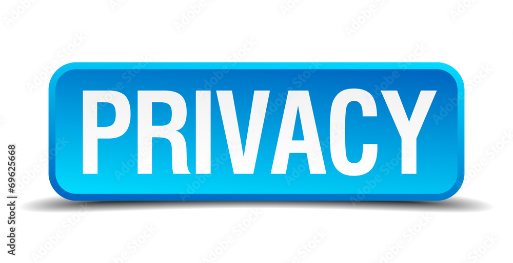 Privacy blue 3d realistic square isolated button Privacy blue 3d realistic square isolated button