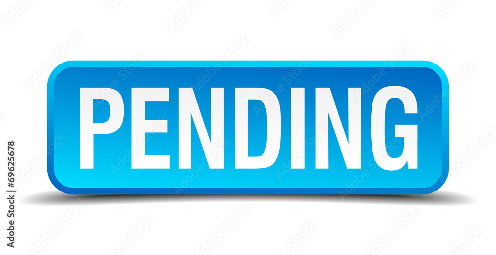 Pending blue 3d realistic square isolated button Pending blue 3d realistic square isolated button
