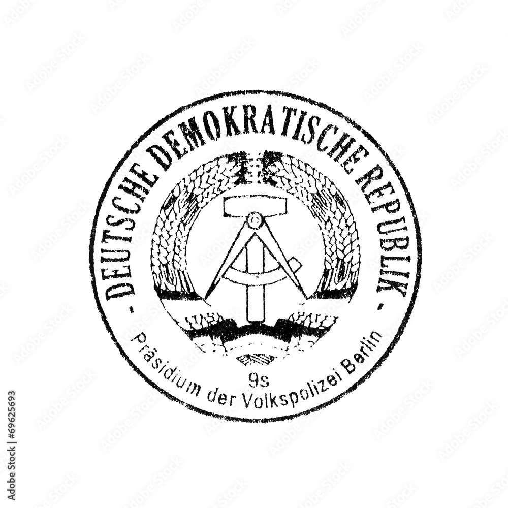 German Democratic Republic (DDR in German) old passport stamp Stock