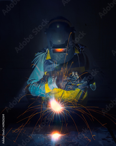 worker work hard with welding process