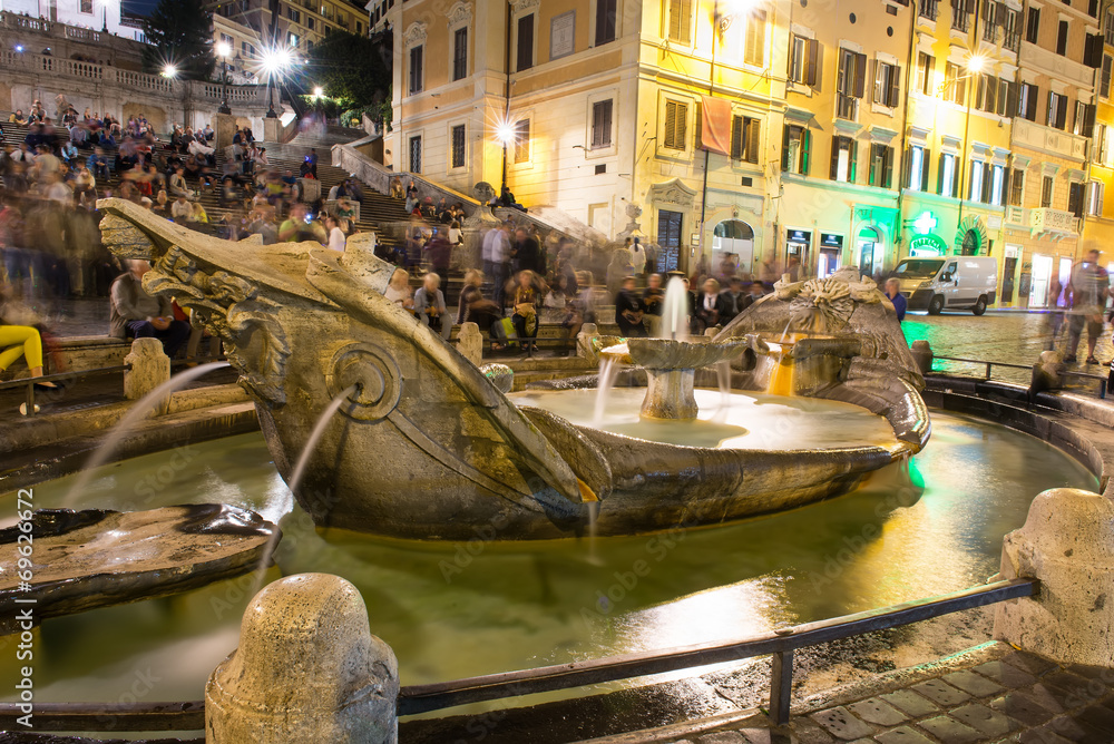 Piazza di Spagna, Fountain Fontana della Barcaccia in Rome