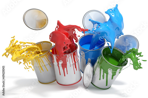 Farbdosen mit verschiedenen Farben
