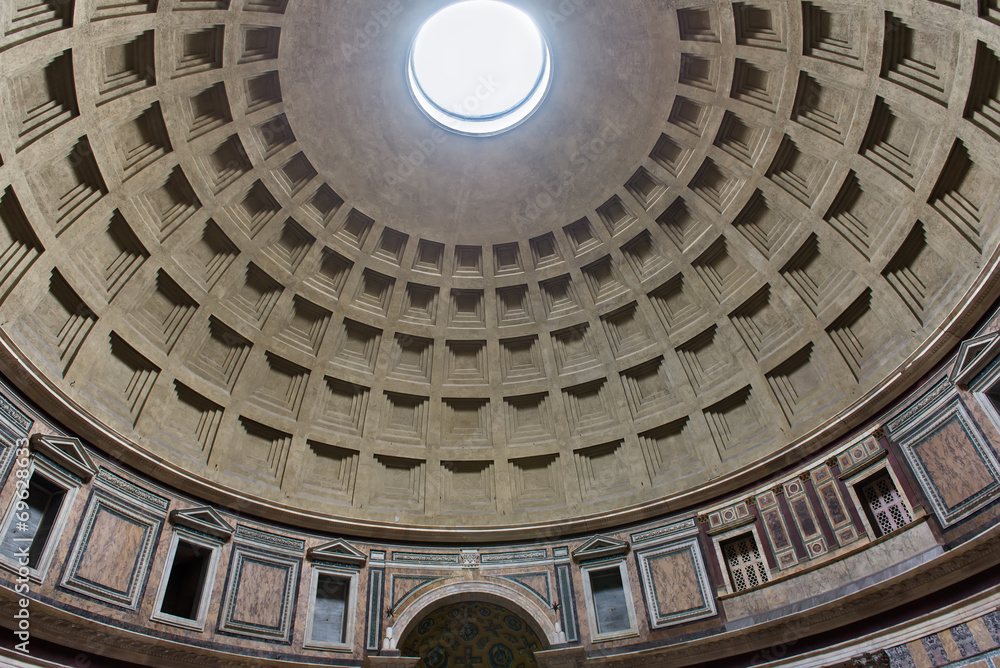 Internal part of dome in Pantheon, Rome. Italy