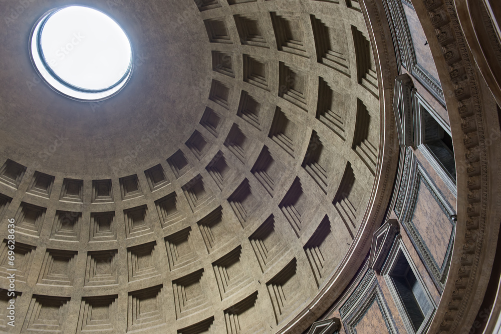 Internal part of dome in Pantheon, Rome. Italy
