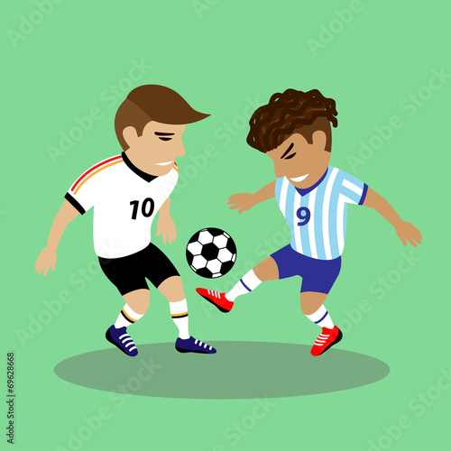 Two soccer players fighting for a ball © samarttiw