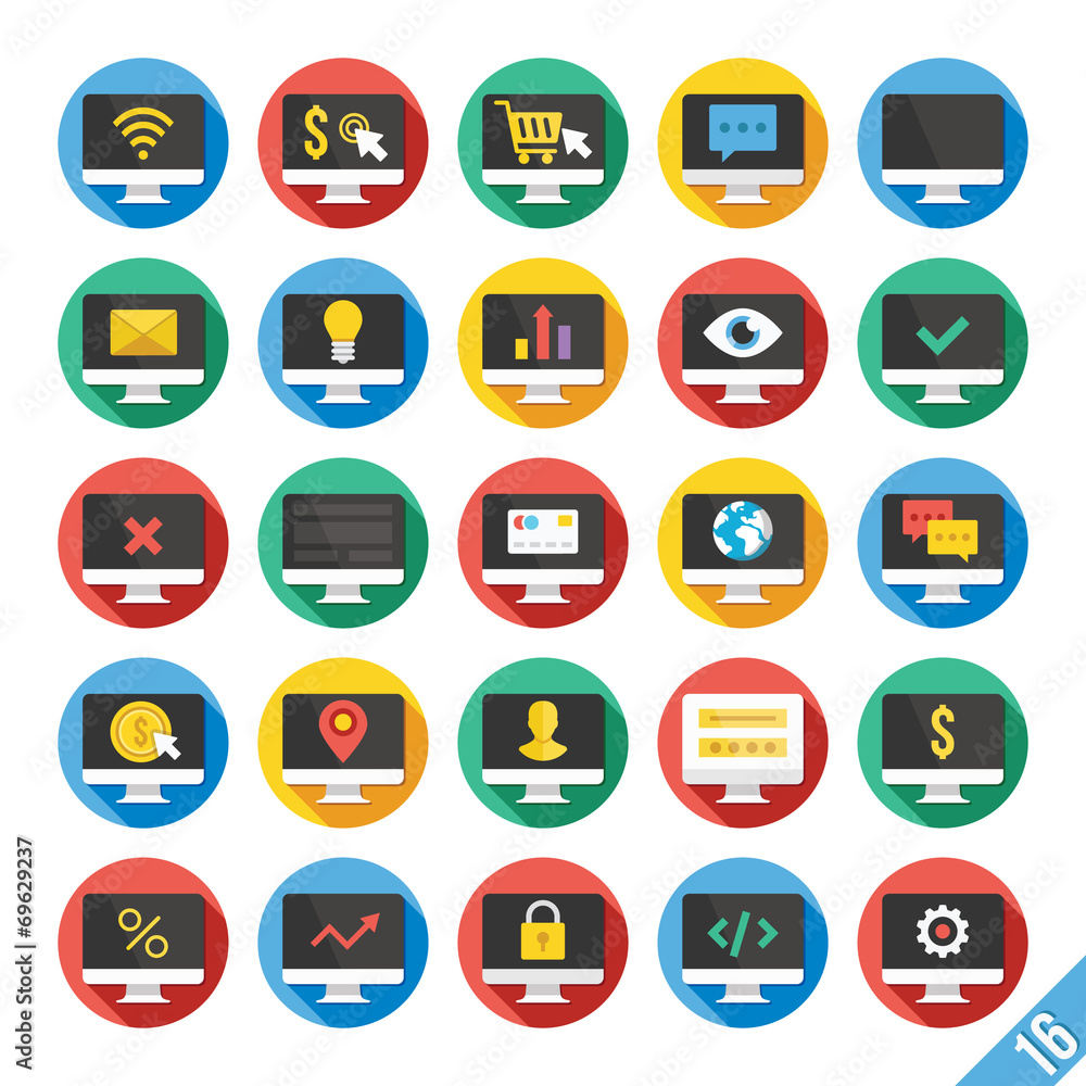 Modern Vector Flat Icons Set 16 Modern Vector Flat Icons Set 16