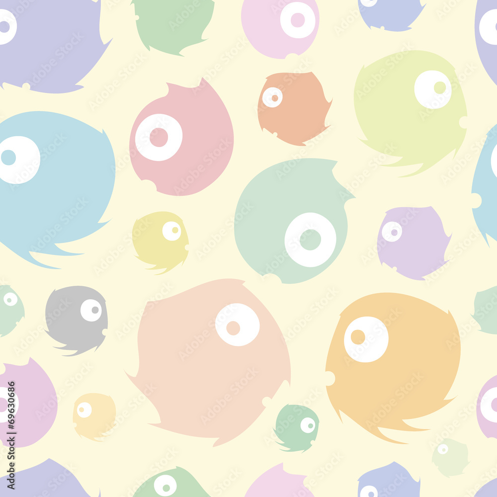 Fototapeta premium Seamless texture with suspicious color monsters