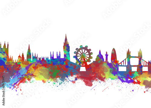 Watercolor art print of the skyline of London #69631445